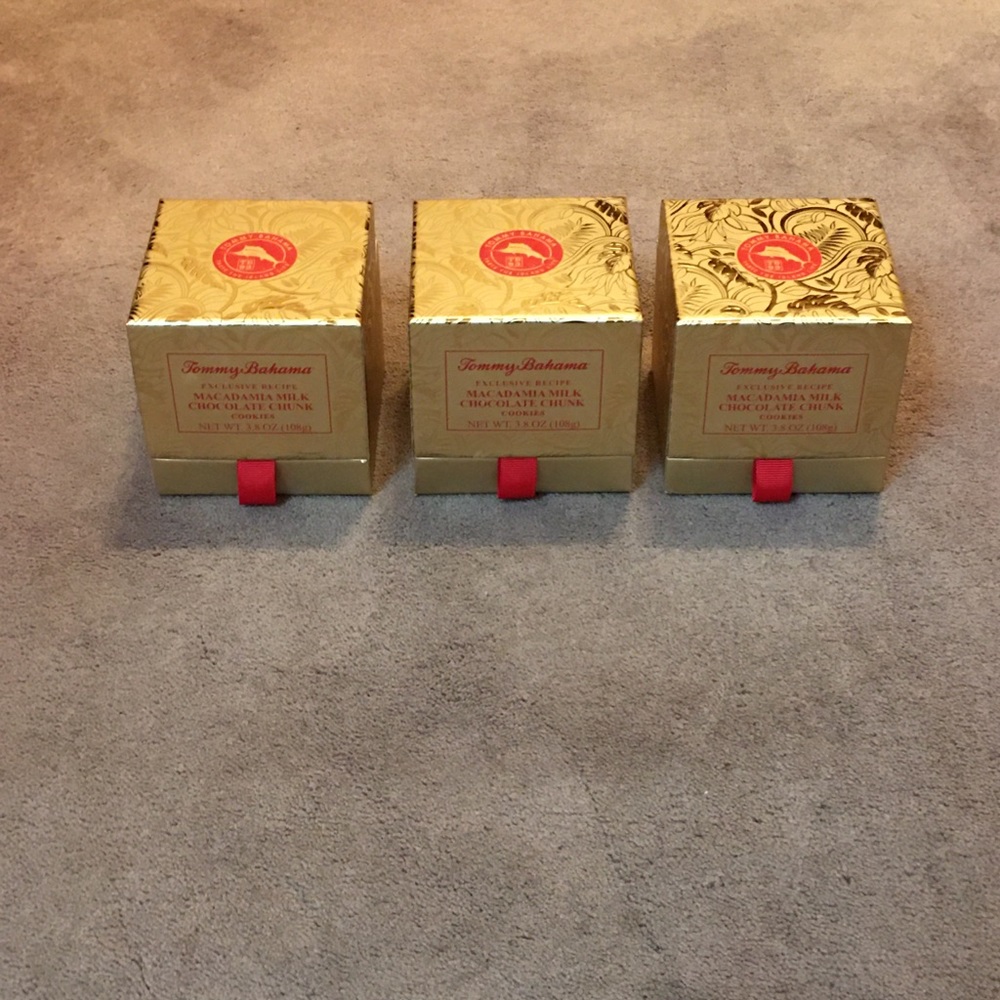 3-Tommy Bahama gold foil empty boxes